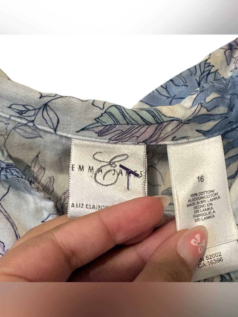 Emma James Light Blue Floral Button-Up Shirt - Picture 2 of 3